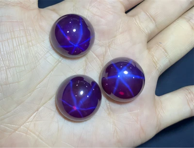 Top Quality Round Cabochon Purple Star Sapphire Lab-Created AAAA+ Loose Gemstone - Image 1 of 4