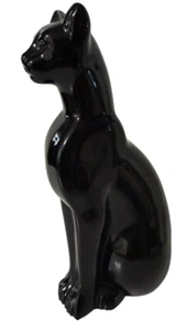Hermoso BACCARAT Estilo Egipcio Cristal Pesado 6.5" Cristal Negro Gato Francia - Imagen 1 de 7