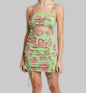 Women's Sleeveless Cut Out Ruched Front Bodycon Dress - Wild Fable - Green XL - Picture 1 of 10