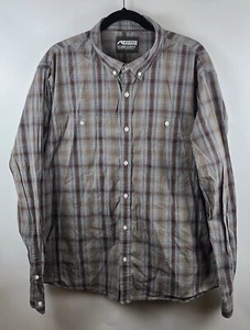 Mountain Khakis Mens XXL Brown Plaid Button Up Shirt Long Sleeve Embroidered - Picture 1 of 17
