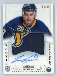 Zemgus Girgensons 2013-14 National Treasures Auto Rookie Patch #225 #d 98/99 