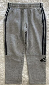 Youth adidas Tricot Cotton Fleece Sweatpant Pant Medium (10/12) Gray/Black Crop - Picture 1 of 4