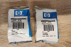 HP 301 Czarno-kolorowe oryginalne wkłady atramentowe, N9J72AE - BEZPŁATNA DOSTAWA W WIELKIEJ BRYTANII! - Zdjęcie 1 z 4