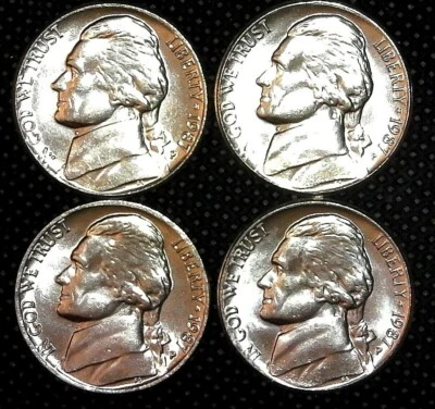 1987-P Jefferson Nickel Lot of 4 BU MS++ Uncirculated Nickels .20 Face - Image 1 of 2