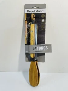 Brookstone 9" Tongs Natural Acacia Wood Finish With Hang Hole - Picture 1 of 6