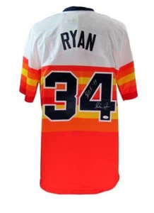 Camiseta deportiva Mitchell & Ness auténtica autografiada de Nolan Ryan 1980 Astros JSA 179441 - Imagen 1 de 6