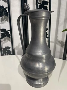 Joli Grand (36cm) Et Très Ancien Pichet / Aiguière En Étain Avec Poinçon Ancien - Imagen 1 de 10