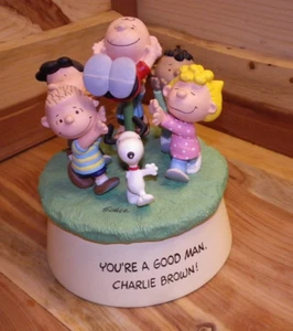 Vintage You're A Good Man Charlie Brown Hallmark Peanuts Gang Music Box w/Motion - Picture 1 of 12