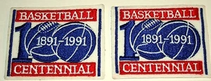 2 Vintage Basketball Centennial 100 Years 1891-1991 Jersey Hat Cloth Patch NBA - Picture 1 of 1