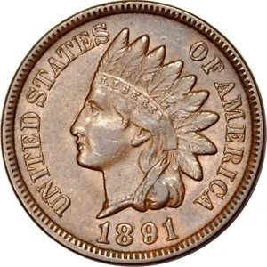 1891 1C Snow-1 Indian Cent PCGS AU53BN (PHOTO SEAL) - Picture 1 of 4