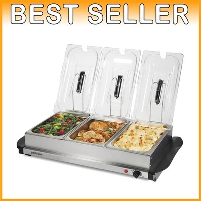 Juego de servidor buffet y calentador de alimentos de acero inoxidable Foto 1 de 4