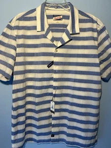 NWT Johnnie-O Hangin Out Blue White Stripe Button Up Shirt Men's Size Large $118 - Picture 1 of 1