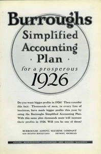 1926 Burroughs Adding Machine Accounting MAGAZINE PRINT AD Wall Decor! (4840) - Picture 1 of 1