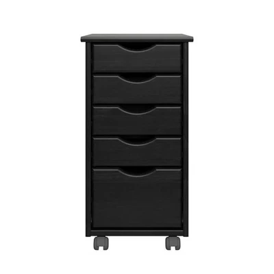 CARRITO ENROLLABLE ADEPTUS ORIGINAL, MADERA MACIZA 4+1 CAJONES CARRO ENROLLABLE ESTRECHO NEGRO - NEGRO Foto 1 de 3