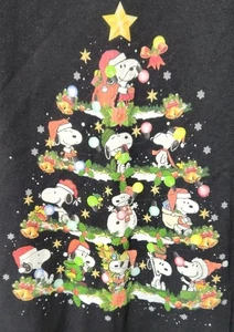 Peanuts Snoopy Woodstock Men's 4XL Short Sleeve Black Christmas Tree T-shirt  - Picture 1 of 3