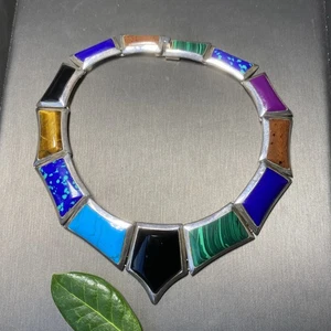 Taxco Modernist Necklace Estate Fine Silver Jewelry Pre-owned Mexico TD-27 PLATA - Picture 1 of 23