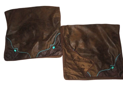 CARSTEN'S SAGUARO DESERT BROWN TURQUOISE SOUTHWESTERN (2 KING PILLOW SHAMS 20x36 - Image 1 of 4