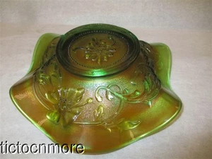 DE COLECCIÓN NORTHWOOD VERDE VIDRIO IRIDISCENTE AMAPOLA FLORAL CON VOLANTES NUECES PLATO TAZÓN - Imagen 1 de 12