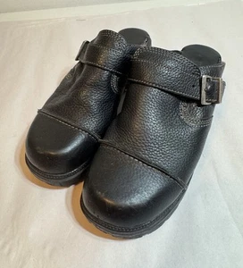 Vintage Harley-Davidson Leather Biker Slip On Clog Size 7.5 Women’s Buckle VTG - Picture 1 of 11