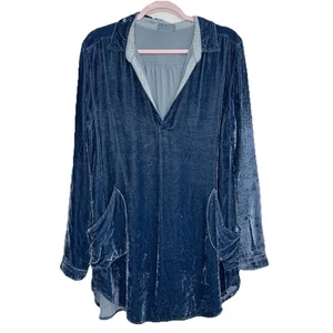 CP Shades Crushed Velvet Tunika Top Kleid Knopfärmel Seidenmischung Slouch Tasche - Bild 1 von 6