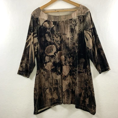 Top túnica mujer terciopelo malla ribete talla L oscuro floral romántico capricho tachonado Foto 1 de 4