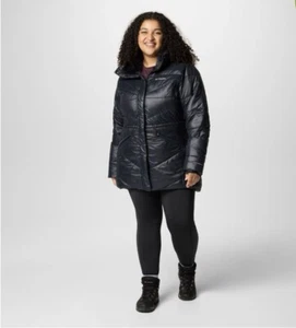 Columbia Peak to Park mittelhoher gefütterter Damenmantel 2X schwarz Kapuze isoliert neu mit Etikett - Bild 1 von 11