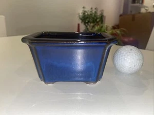 Shohin Bonsai Pot Japanese Small Bonsai Pot With Dark Blue Glazing - Picture 1 of 10