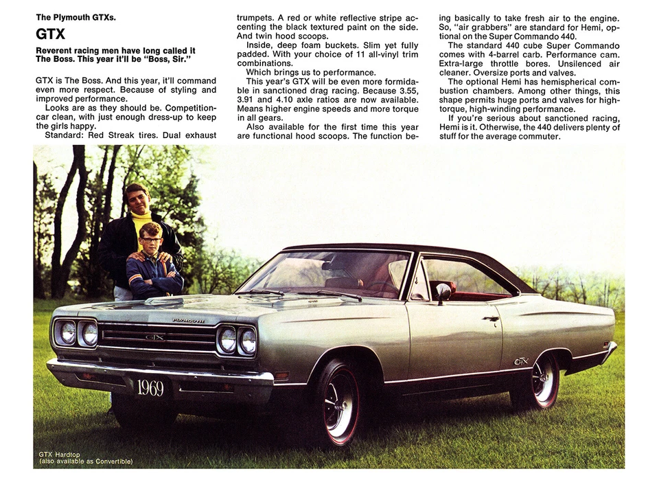 PÓSTER PUBLICITARIO 13x19 1969 PLYMOUTH GTX 440 426 HEMI THE BOSS '69 SUPER COMMANDO MOPAR Foto 1 de 1
