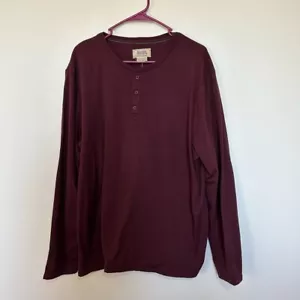 Boston Traders Langarm Henley T-Shirt Größe XL Herren Burgund Neu - Bild 1 von 8