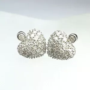 Schöne 0,25 kt Diamant Weißgold Herz Ohrstecker 6 x 6 mm 1,5 g - Bild 1 von 9