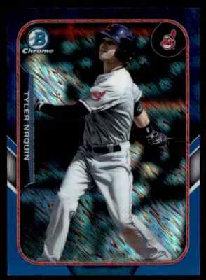 2015 Bowman Chrome Mini Blue Shimmer Tyler Naquin 042/150 Cleveland Indians - Image 1 of 2