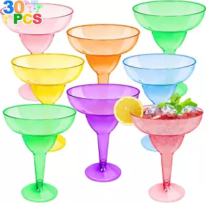 30 Pack Plastic Margarita Glasses 12 Oz Disposable Neon Cocktail Cups for Fiesta - Picture 1 of 1