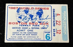1967 Carl Yastrzemski  HR Signed World Series Ticket GM 6 Boston Red Sox Win⚾️ - Picture 1 of 4