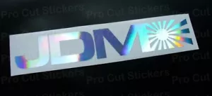 JDM Rising Sun Text Silber Hologramm Neo Spiegel Chrom Custom Auto Aufkleber Aufkleber - Bild 1 von 3
