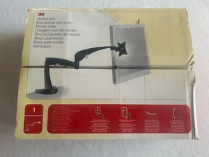 3M Adjustable Monitor Arm MA100MB Black Flat Panel Display - Picture 1 of 6