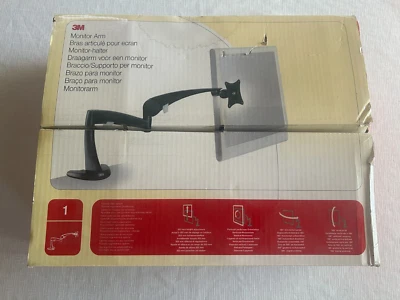 3M Adjustable Monitor Arm MA100MB Black Flat Panel Display - Image 1 of 4