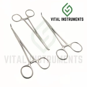 Set of 3 Mixter Surgical Forceps 6" Full Curved Thoracic Veterinary Instruments - Picture 1 of 2