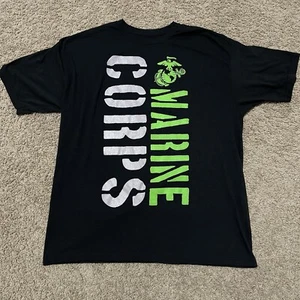 Marine Corps Shirt Mens XL Black Green Reflective USMC Army Black Ink Design - Picture 1 of 4