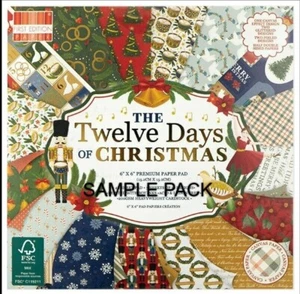 DOVECRAFT 12 DAYS OF CHRISTMAS 6 x 6 Sample Paper Pack 200gsm 16 Sheets - Picture 1 of 10