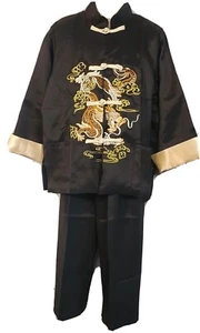 Kinder UNISEX Euro Größe "12" chinesisches traditionelles Tang Outfit, schwarz und gold, gebraucht, in einwandfreiem Zustand - Bild 1 von 9