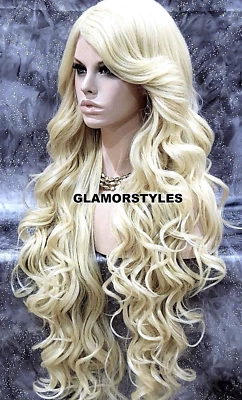 PELUCA COMPLETA FRONTAL DE ENCAJE 36"" EXTRA LARGA ONDULADA EN CAPAS PARTE LATERAL BLANQUEADOR RUBIO CALOR OK Foto 1 de 4