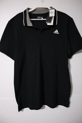 New With Tags - Adidas black/grey/white polo sport essentials top size L - image 1 of 2