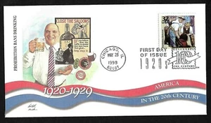PROHIBITION BANS DRINKING   1920s DECADE CTC 1998 FLEETWOOD CACHET FDC UNAD - Picture 1 of 1