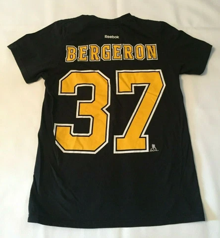 #37 BERGERON PATRICE BOSTON BRUINS BLACK FAN T-SHIRT NHL REEBOK MENS SIZE SMALL Cover