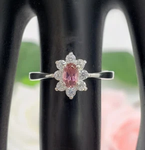 2.80 Ct Oval Natural Royal Pink Sapphire Diamond Engagement Ring 14K White Gold - Picture 1 of 12