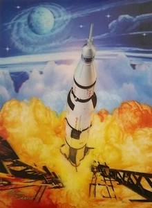 3D Picture Art Outer Space Apollo Moon Launch Size 39 x 29 cm approx New - Picture 1 of 1