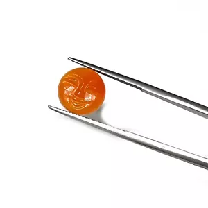 Corniola naturale viso intagliato a mano pietra preziosa sfusa 12 mm 4,60 CT - Foto 1 di 6