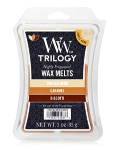 WoodWick SWEETS Trilogy Home Fragrance WAX MELTS Caramel Vanilla Bean BISCOTTI  - Picture 1 of 3