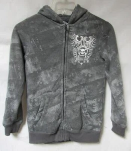 Youth Size Medium Full Zip Faux Fur Lined Graphic Hoodie w/Skull A1 6369 - Picture 1 of 4