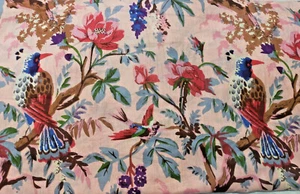 Nueva tela estampada de pájaros india telas de algodón bloqueadas a mano por yardas tela de melocotón - Imagen 1 de 7
